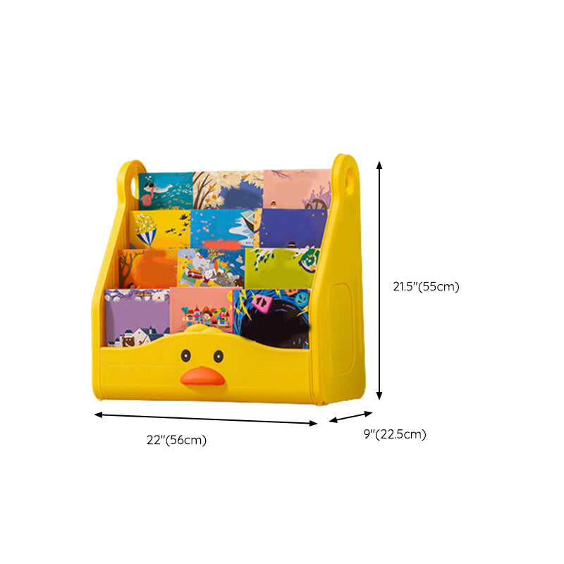 Yellow Freestanding Plastic Book Display Modern Closed Back Bookcase