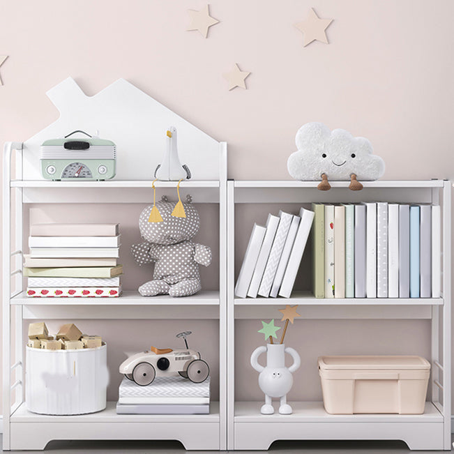 Contemporary Open Back Bookshelf Freestanding Metal Kids Bookcase with House Theme