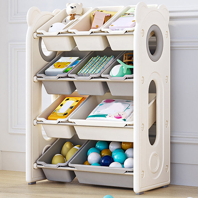 Scandinavian Freestanding Bookcase Non-Skid Book Shelf with Storage Bin