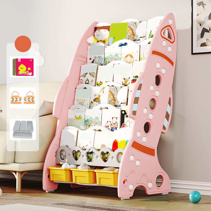 Freestanding Plastic Book Display Cartoon Style Bookcase for Baby