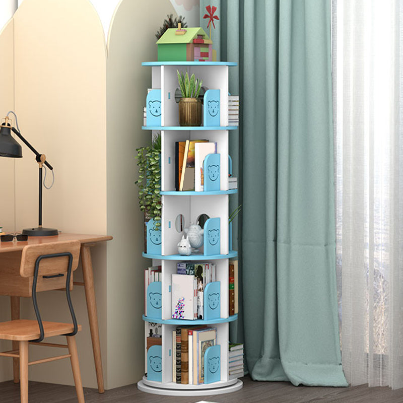 Contemporary Freestanding Book Organizer Circular Bookcase with Shelf