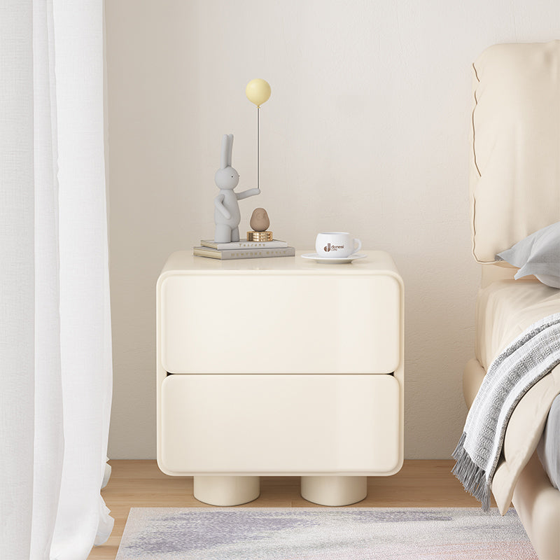 Modern Narrow Nightstand Neutral Kids Bedside Table with Drawers