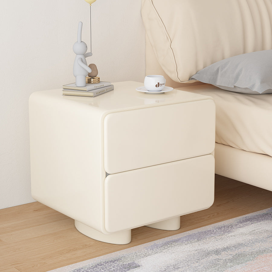 Modern Narrow Nightstand Neutral Kids Bedside Table with Drawers