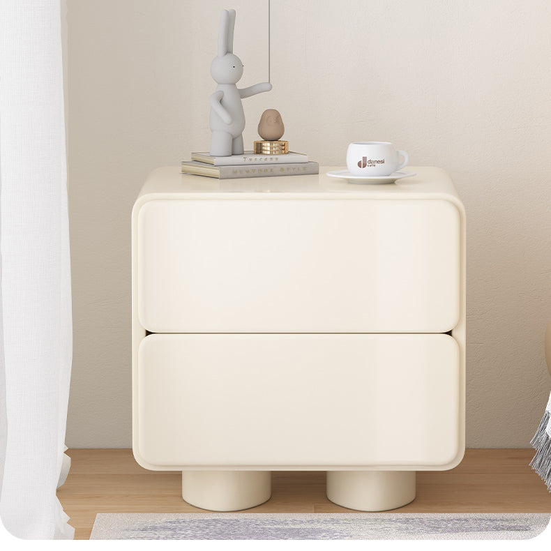 Modern Narrow Nightstand Neutral Kids Bedside Table with Drawers