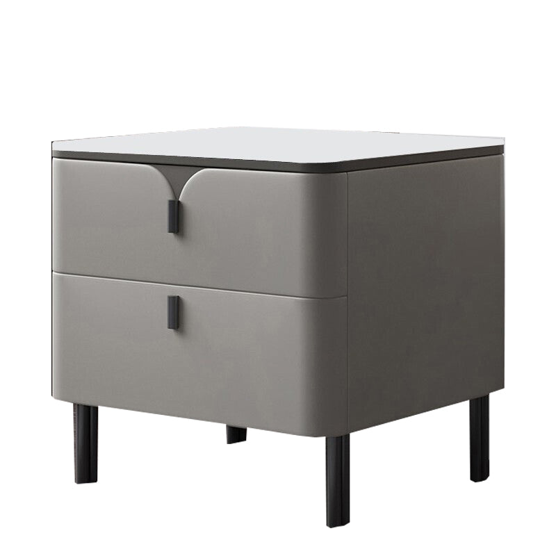 Sintered Stone Top Kids Nightstand Narrow Nightstand with 2 Drawers