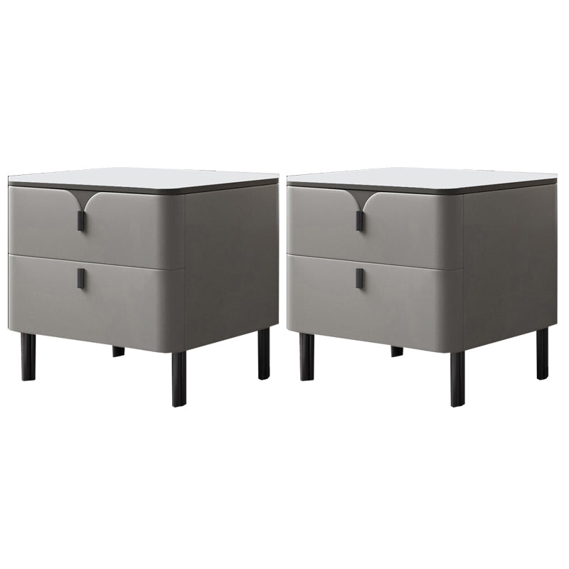 Sintered Stone Top Kids Nightstand Narrow Nightstand with 2 Drawers