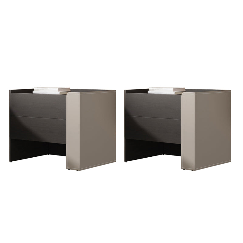 2 Drawers Faux Leather Nightstand Manufactured Wood Nightstand