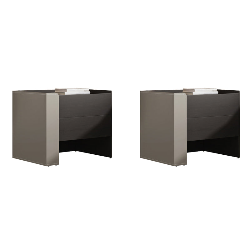 2 Drawers Faux Leather Nightstand Manufactured Wood Nightstand