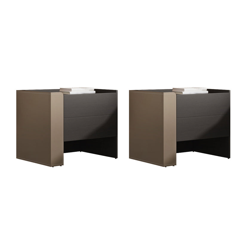 2 Drawers Faux Leather Nightstand Manufactured Wood Nightstand