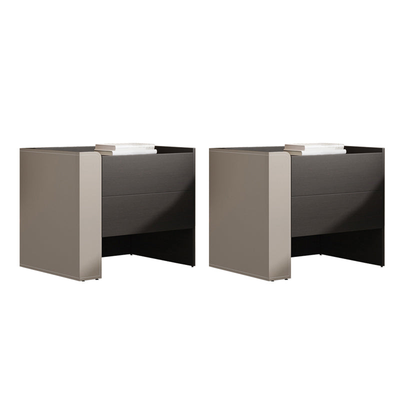 2 Drawers Faux Leather Nightstand Manufactured Wood Nightstand