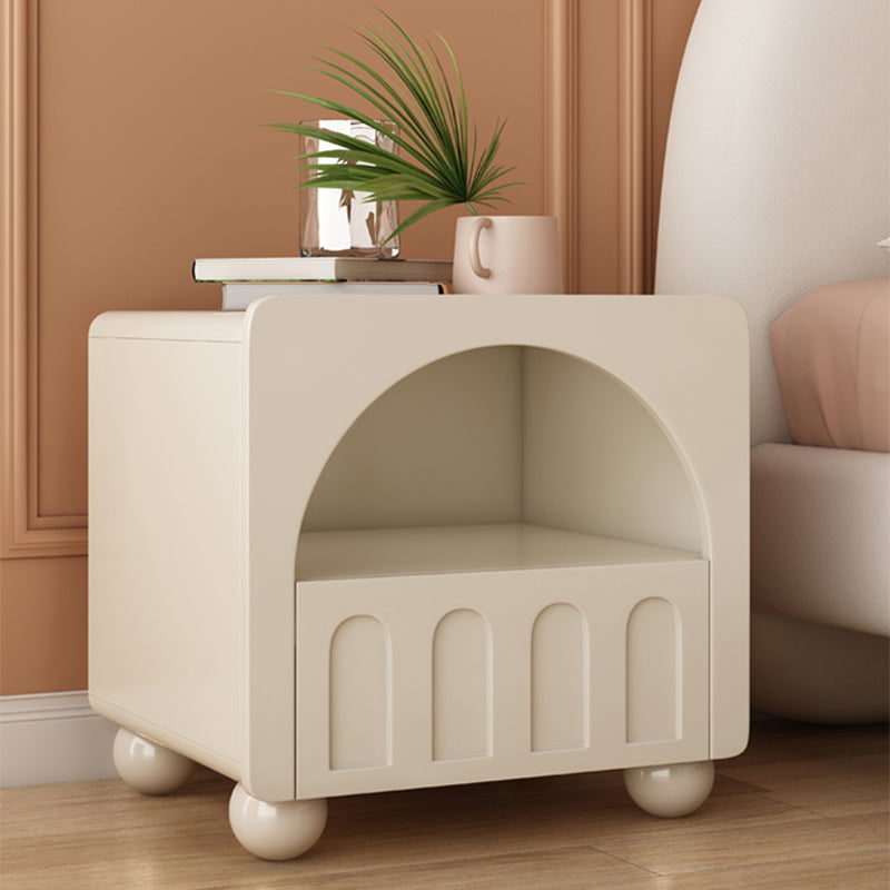 1 Drawer Standard Nightstand in White Wooden Kids Bedside Table with Shelf