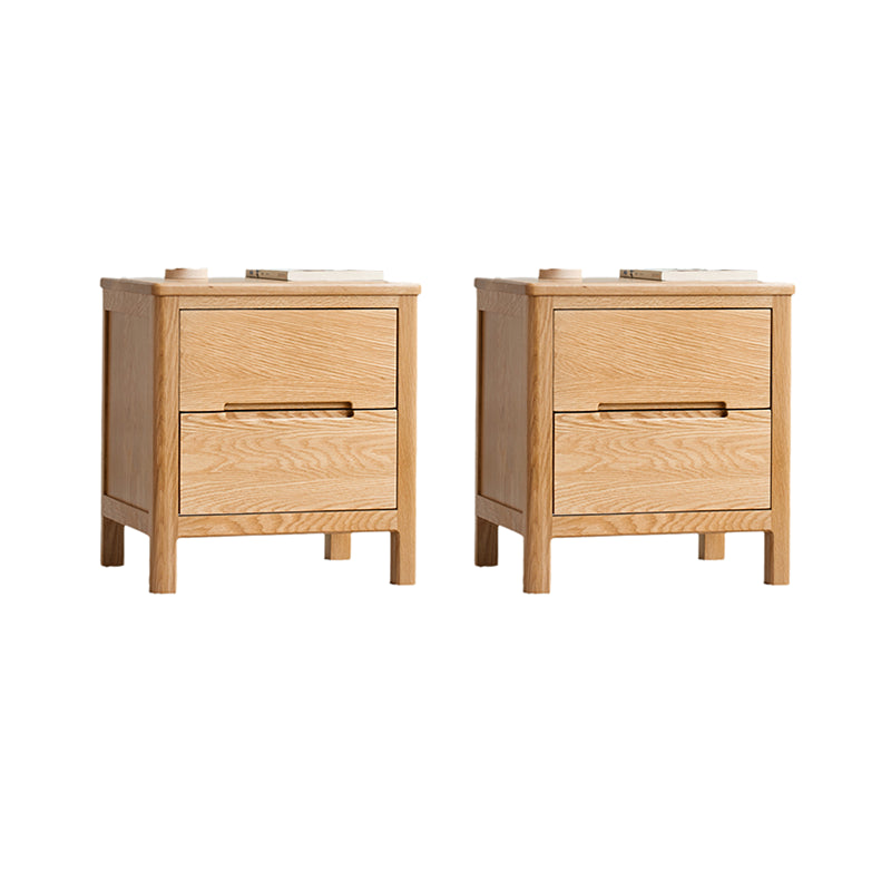 Solid Wood Standard Nightstand in Natural Kids Bedside Table with Drawers