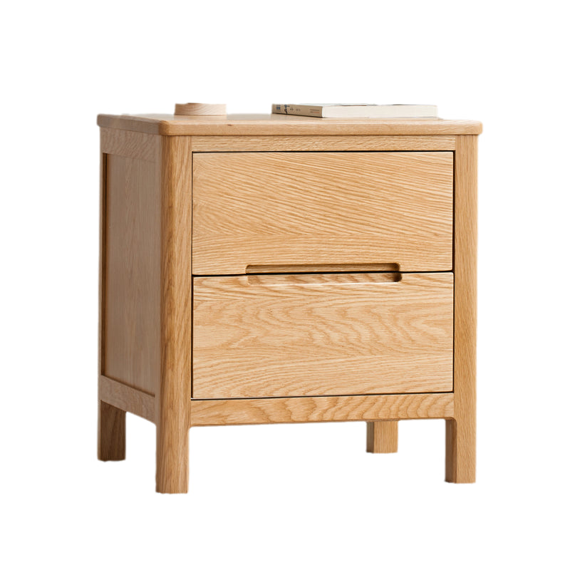 Solid Wood Standard Nightstand in Natural Kids Bedside Table with Drawers