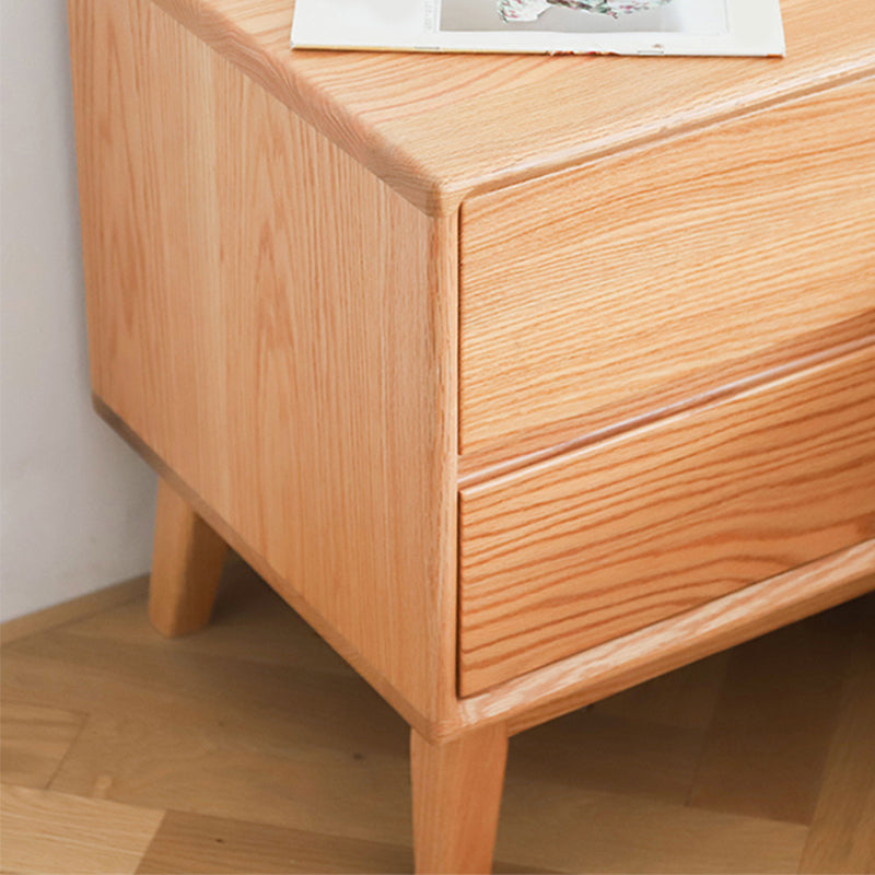 2-Drawer Standard Nightstand in Natural Solid Wood Kids Bedside Table