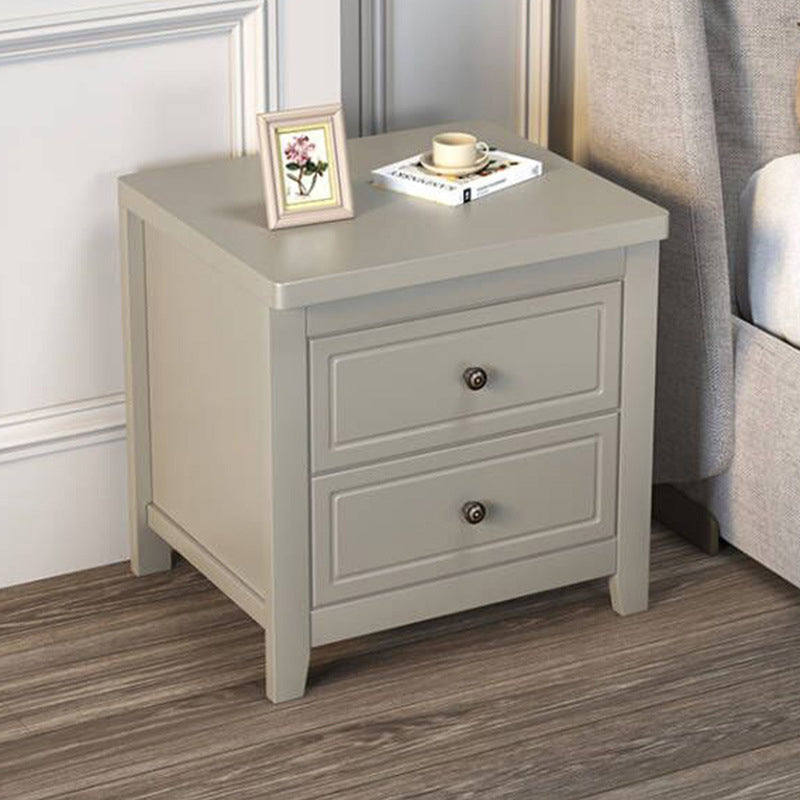 Modern Solid Wood Standard Nightstand with Drawers Kids Bedside Table