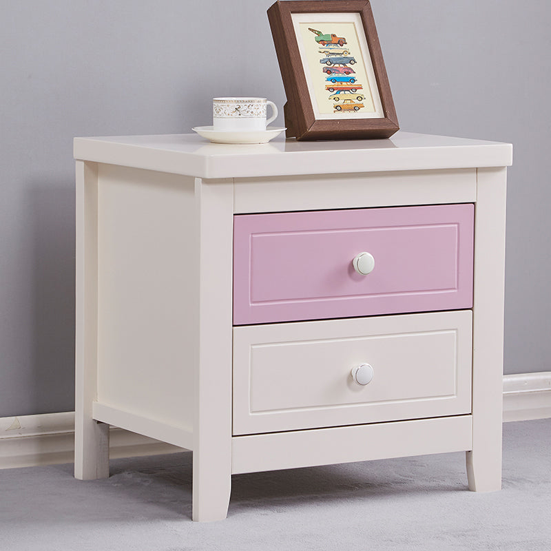 Modern Solid Wood Standard Nightstand with Drawers Kids Bedside Table