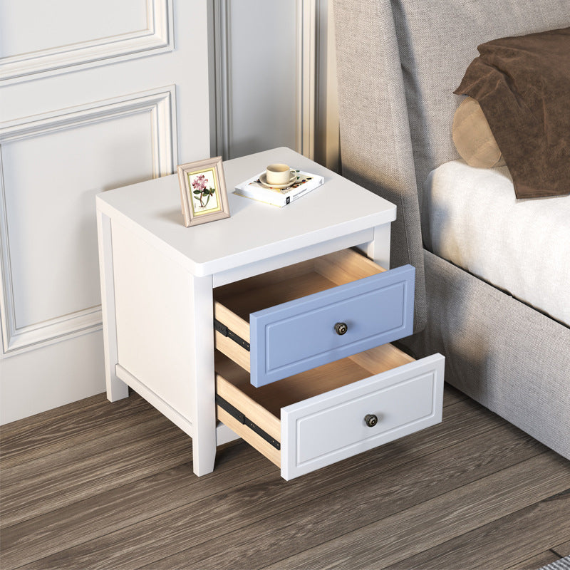 Modern Solid Wood Standard Nightstand with Drawers Kids Bedside Table