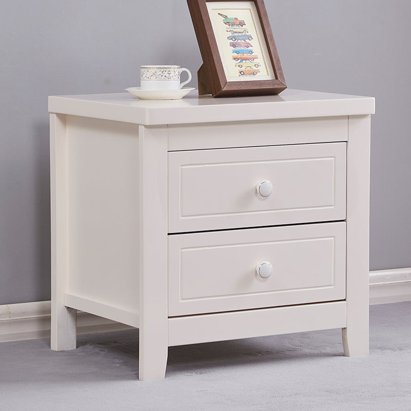 Modern Solid Wood Standard Nightstand with Drawers Kids Bedside Table