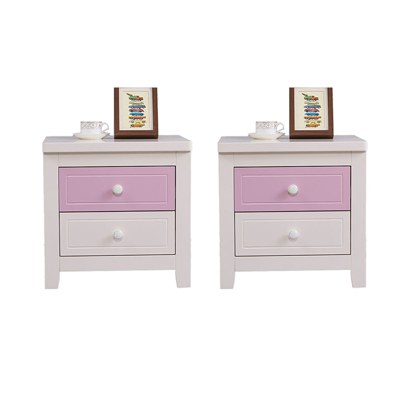 Modern Solid Wood Standard Nightstand with Drawers Kids Bedside Table