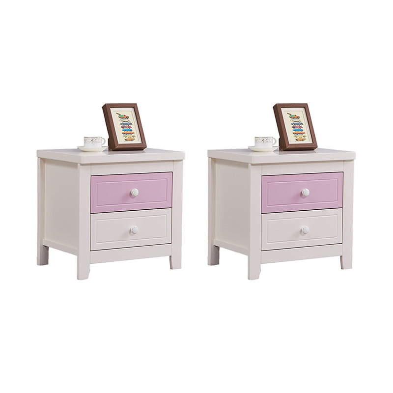 Modern Solid Wood Standard Nightstand with Drawers Kids Bedside Table