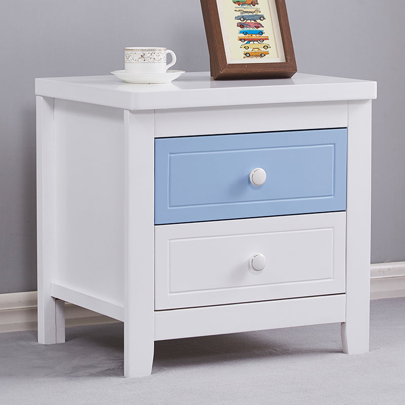 Modern Solid Wood Standard Nightstand with Drawers Kids Bedside Table