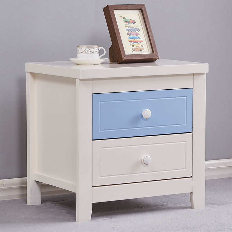 Modern Solid Wood Standard Nightstand with Drawers Kids Bedside Table