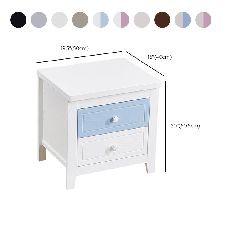 Modern Solid Wood Standard Nightstand with Drawers Kids Bedside Table