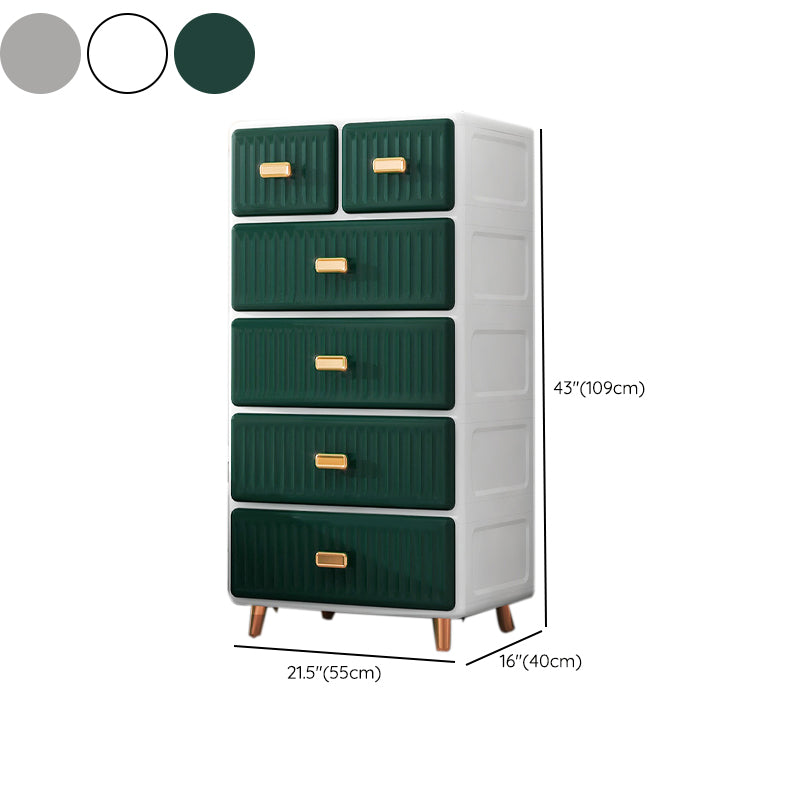 15.6 Inch W Plastic Modern Chest Nursery Dresser with 6/5 Drawers