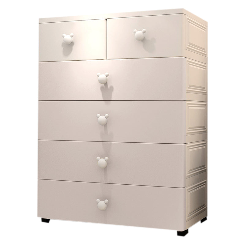 14.82 Inch Width Scandinavian Plastic Kids Nightstand with 6 Drawers