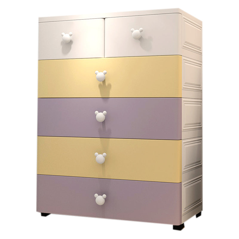 14.82 Inch Width Scandinavian Plastic Kids Nightstand with 6 Drawers