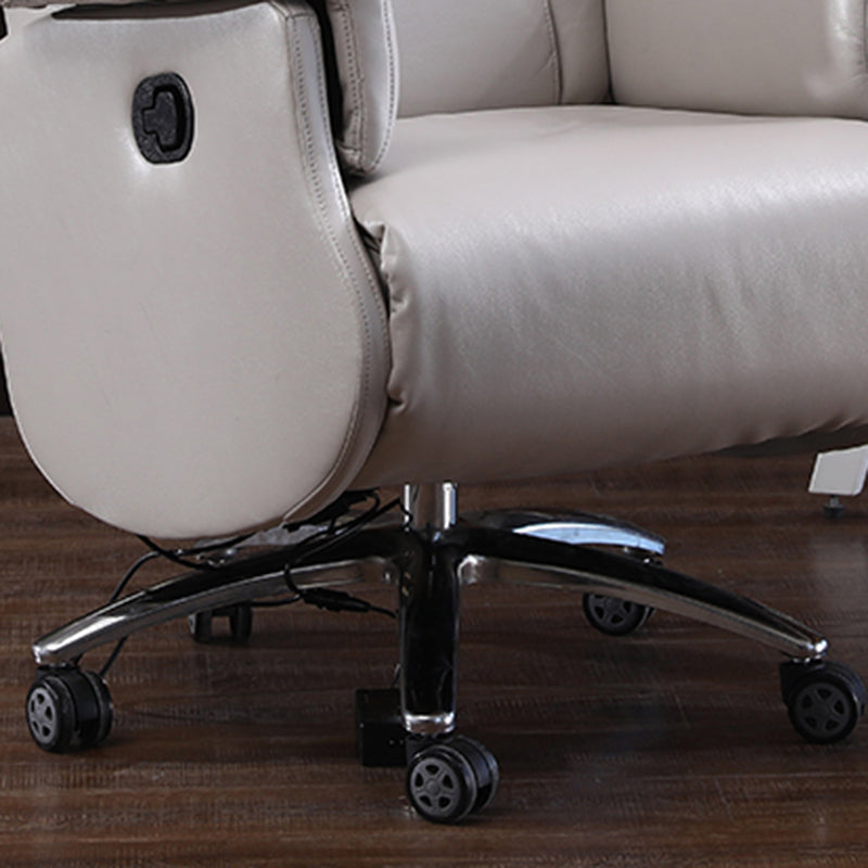 Swivel Manual Standard Recliner Solid Color Faux Leather Recliner Chair