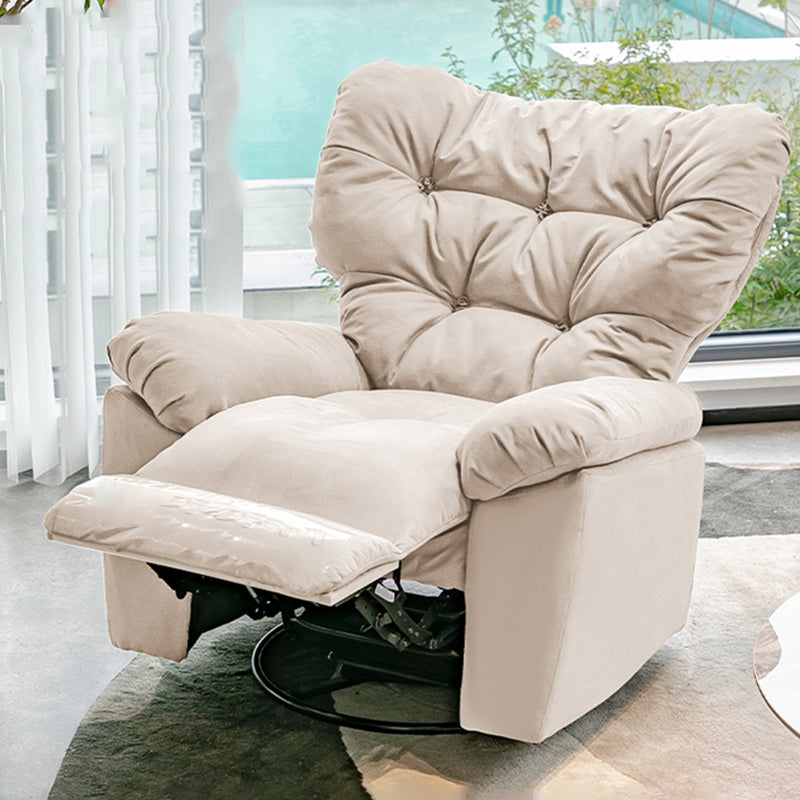 Metal Frame Standard Recliner with Tufted Back Solid Color Microsuede Recliner Chair