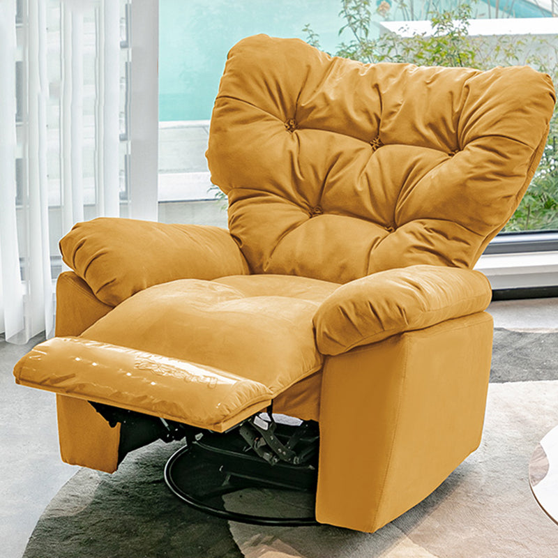 Metal Frame Standard Recliner with Tufted Back Solid Color Microsuede Recliner Chair