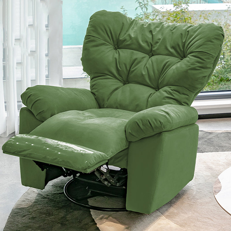 Metal Frame Standard Recliner with Tufted Back Solid Color Microsuede Recliner Chair