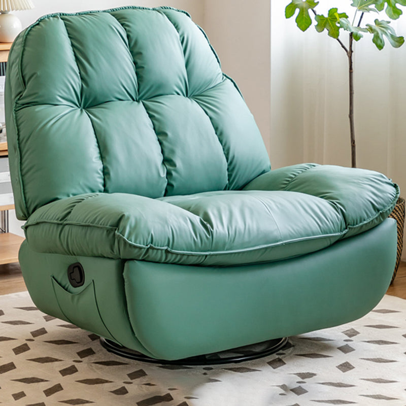 Contemporary Recliner Chair Swivel Rocker Solid Color Tufted Back Indoor