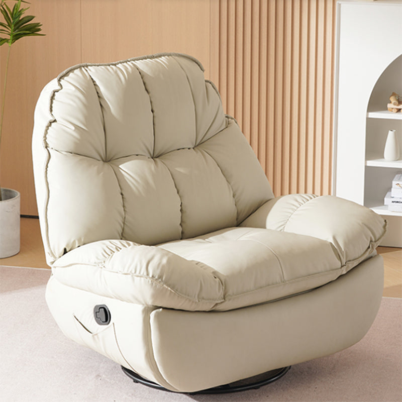 Contemporary Recliner Chair Swivel Rocker Solid Color Tufted Back Indoor