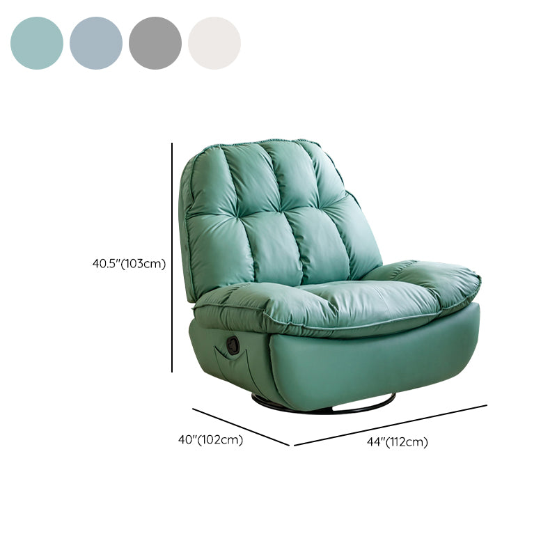 Contemporary Recliner Chair Swivel Rocker Solid Color Tufted Back Indoor