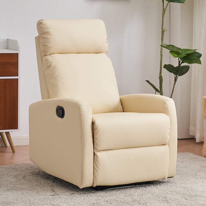 Contemporary Recliner Chair Swivel Base Metal Solid Color Manual-Push Botton