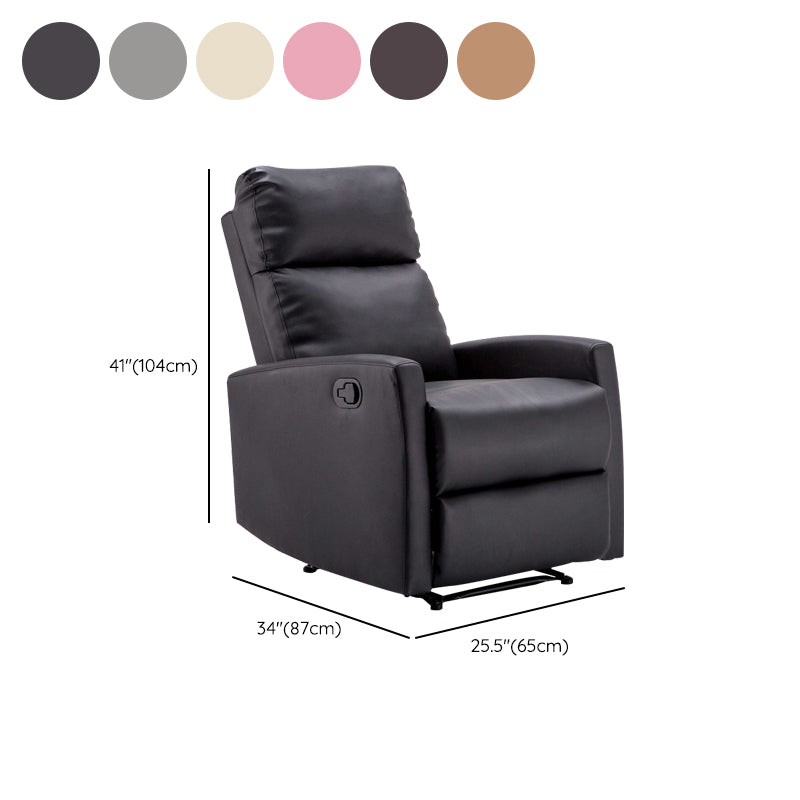 Contemporary Recliner Chair Swivel Base Metal Solid Color Manual-Push Botton