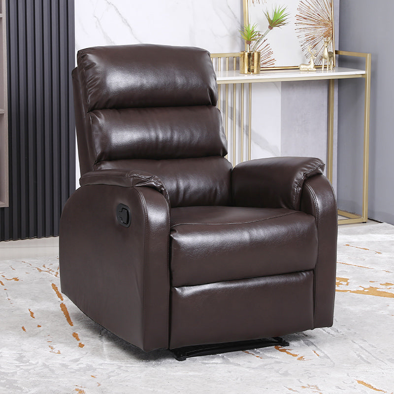 Contemporary Recliner Chair Metal Solid Color Swivel Rocker Manual-Push Botton