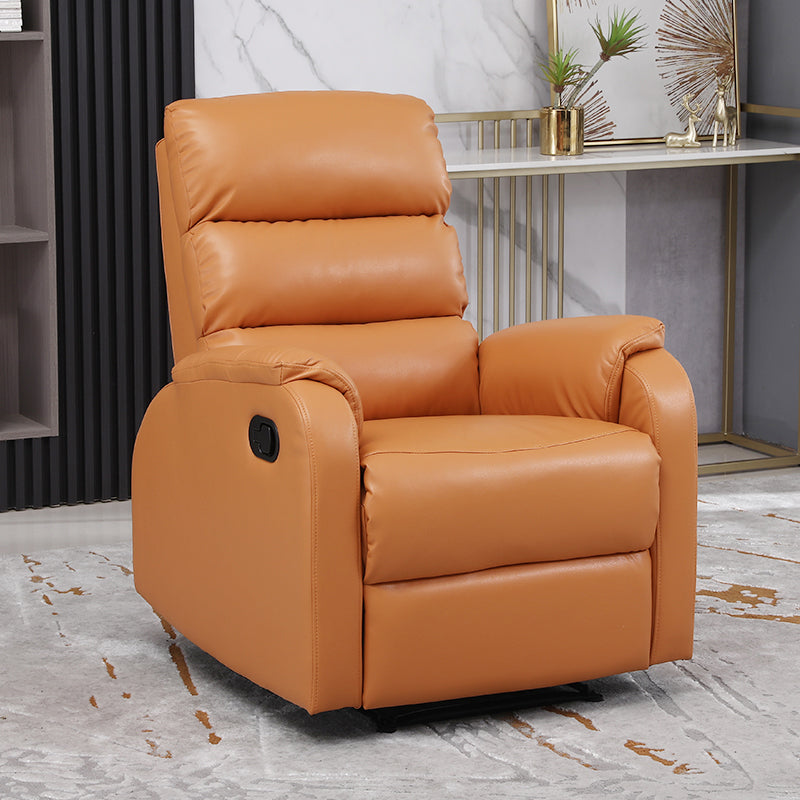 Contemporary Recliner Chair Metal Solid Color Swivel Rocker Manual-Push Botton