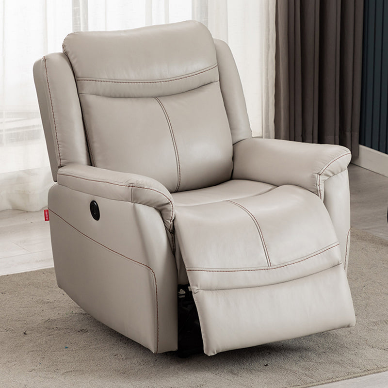 Swivel Rocker Metal Frame Standard Recliner Solid Color Leather Recliner Chair