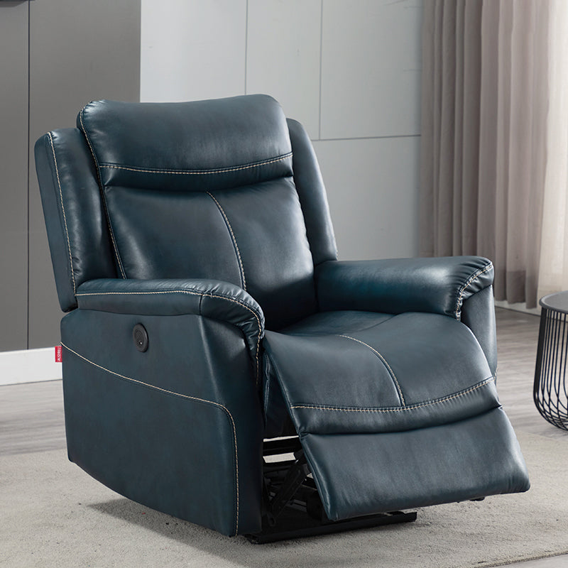 Swivel Rocker Metal Frame Standard Recliner Solid Color Leather Recliner Chair