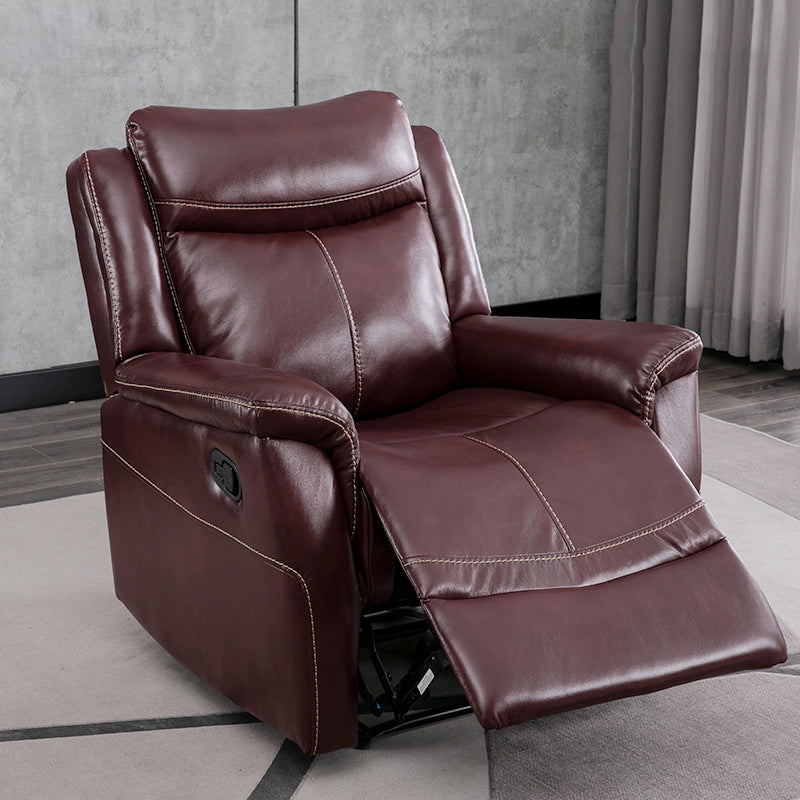 Swivel Rocker Metal Frame Standard Recliner Solid Color Leather Recliner Chair