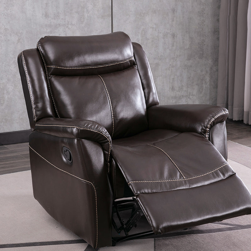 Swivel Rocker Metal Frame Standard Recliner Solid Color Leather Recliner Chair