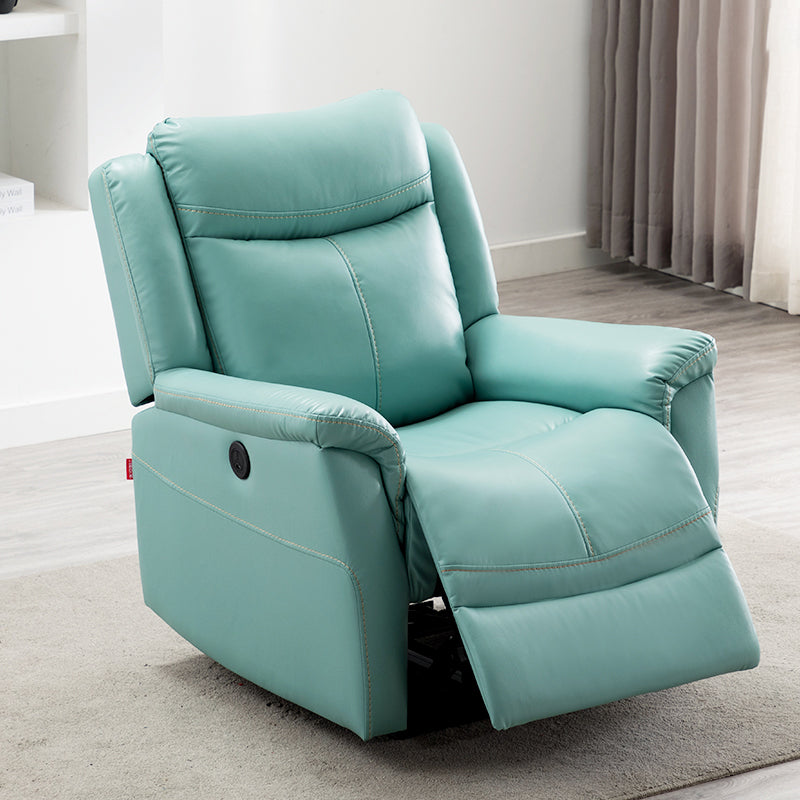 Swivel Rocker Metal Frame Standard Recliner Solid Color Leather Recliner Chair