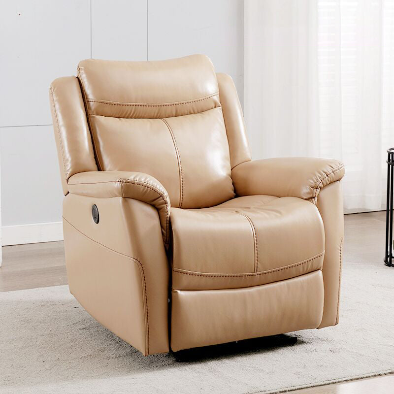 Swivel Rocker Metal Frame Standard Recliner Solid Color Leather Recliner Chair