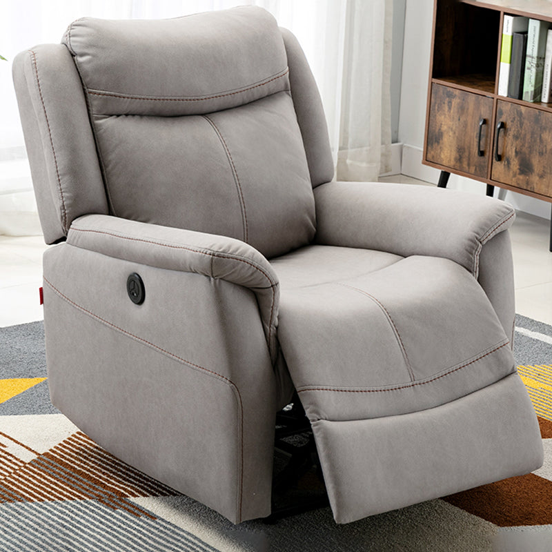 Swivel Rocker Metal Frame Standard Recliner Solid Color Leather Recliner Chair