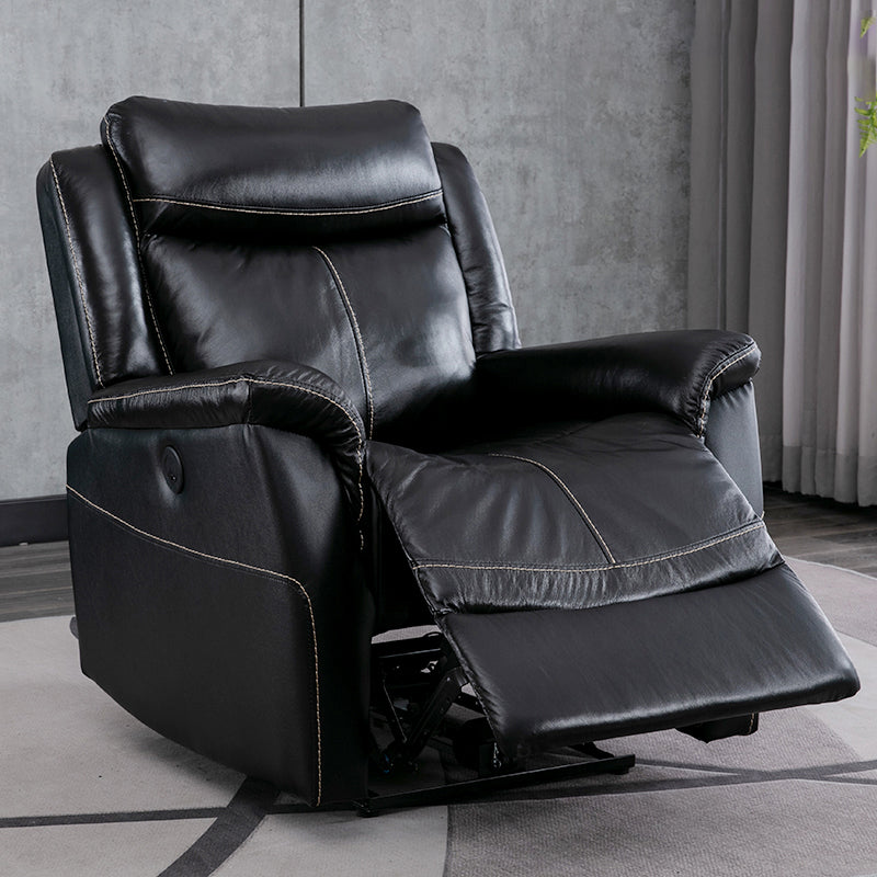 Swivel Rocker Metal Frame Standard Recliner Solid Color Leather Recliner Chair