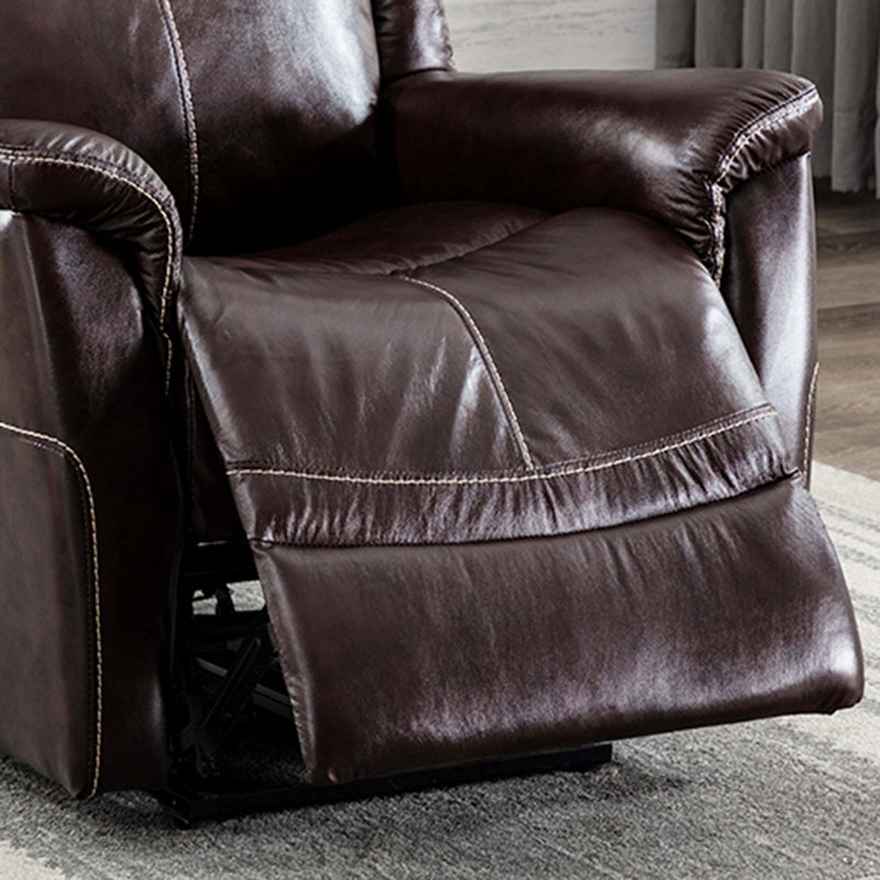 Swivel Rocker Metal Frame Standard Recliner Solid Color Leather Recliner Chair